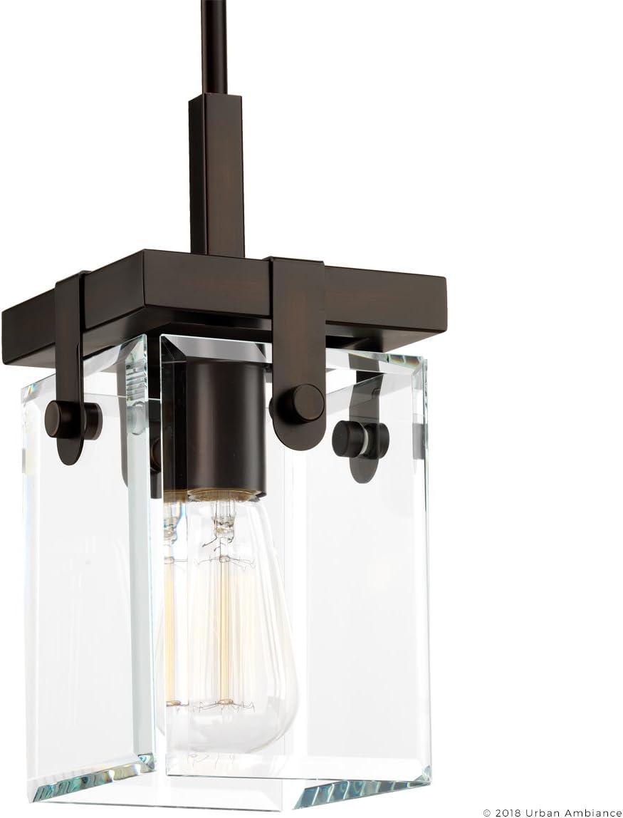 Urban Ambiance Luxury Mid-Century Modern Pendant, Size: 11-7/8"H x 6-1/2"W, with Luxe Style Elements, Olde Bronze Finish and Clear Shade, UHP2446