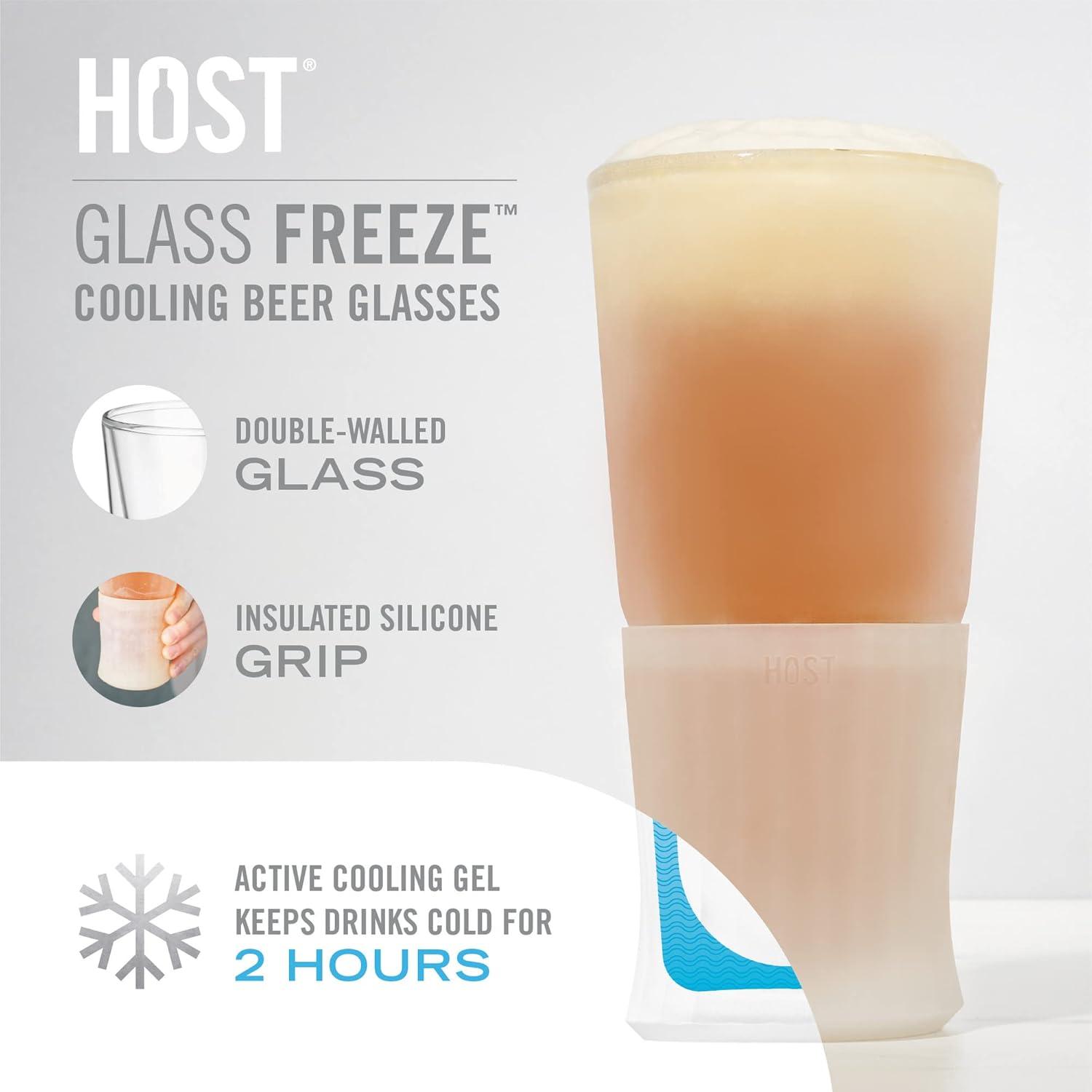 Glass Beer FREEZE Cooling Cups (Set of 2)