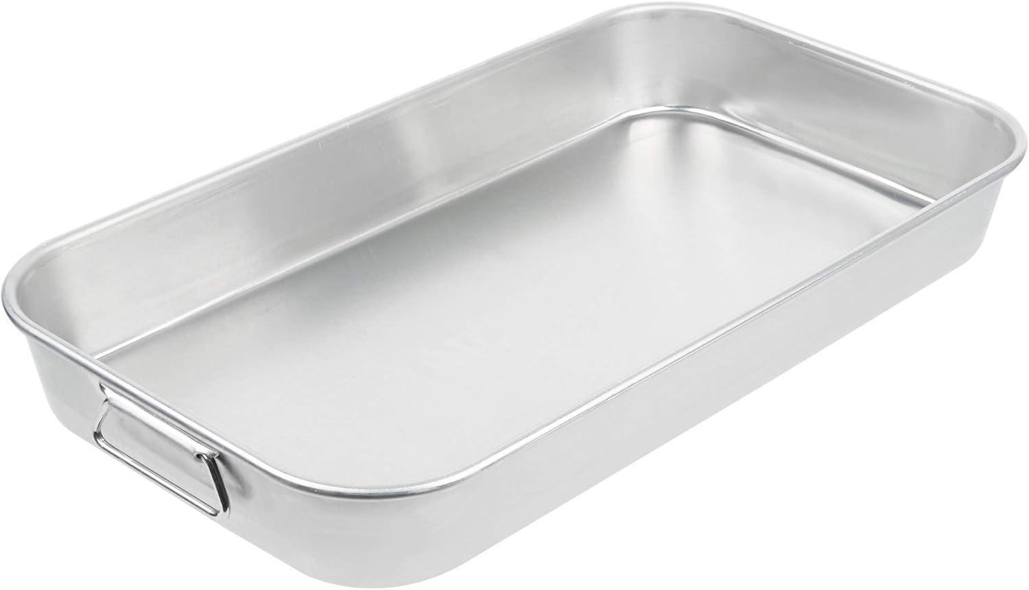 Large Silver Aluminum Bake and Roast Pan with Handles