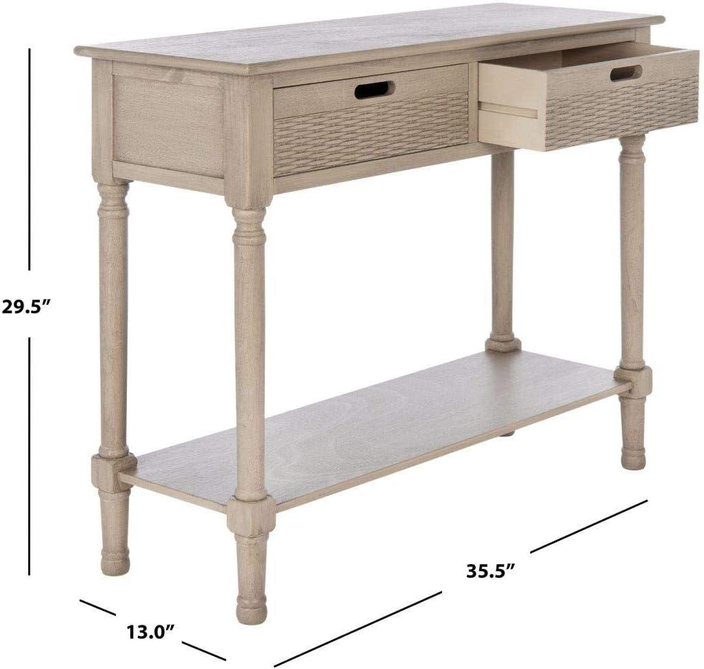 Greige Wood 2-Drawer Console Table with Storage