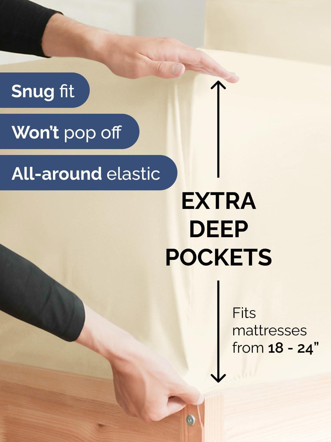 CGK Linens 6 Piece Extra Deep Pocket Ultra Soft & Cooling Sheet Set