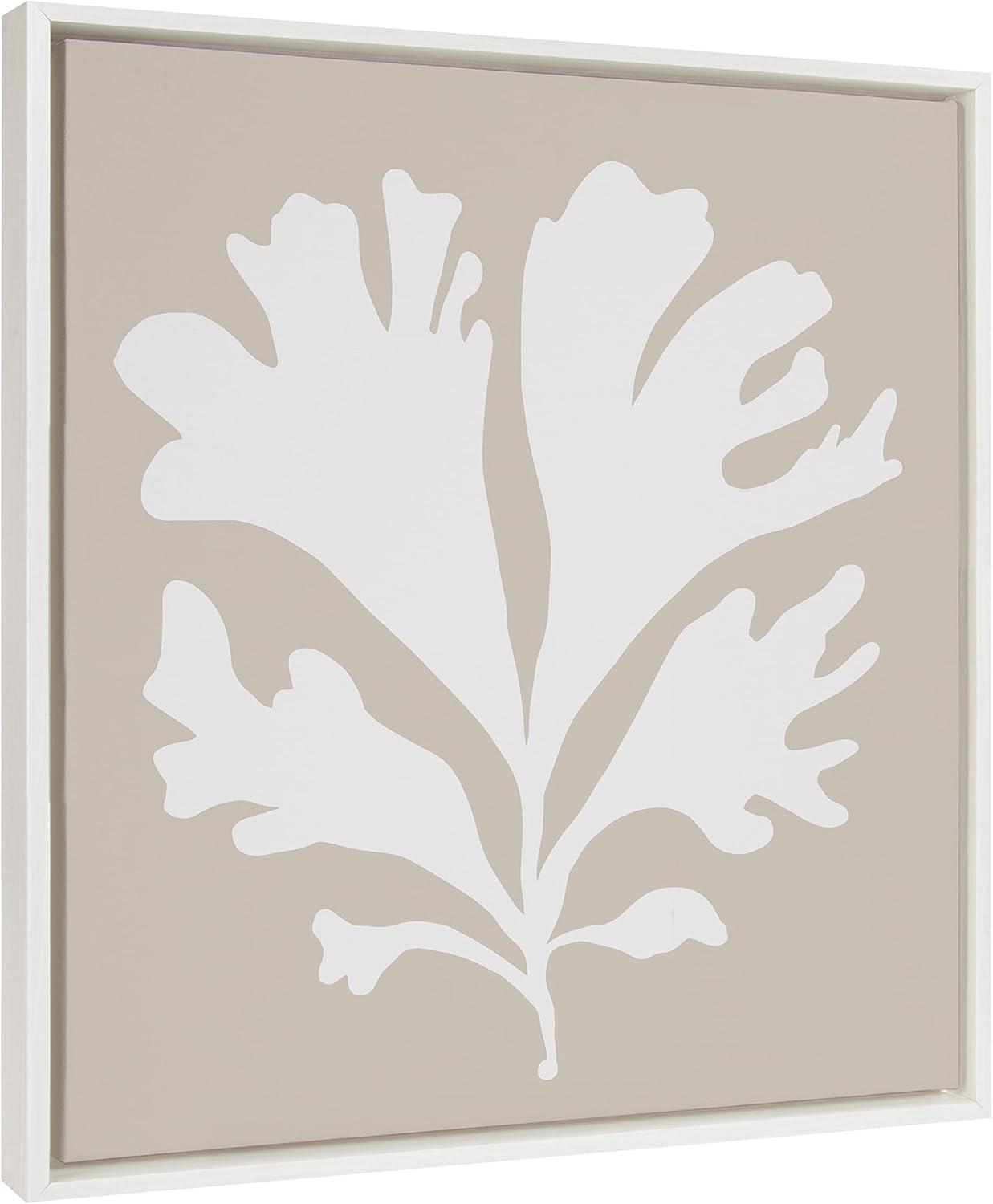 22" x 22" Sylvie Neutral Coral Beige Framed Canvas by Creative Bunch White - Kate & Laurel All Things Decor: Coastal Style