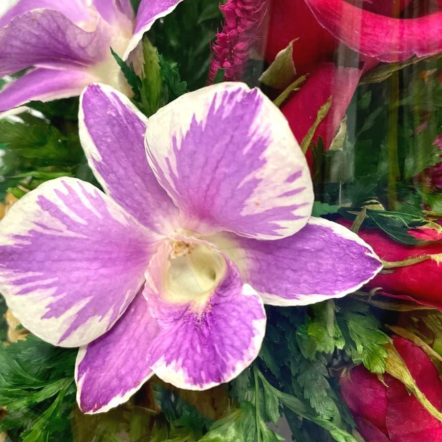 Fiora Flower Long-Lasting Roses and Orchids in a Glass Vase