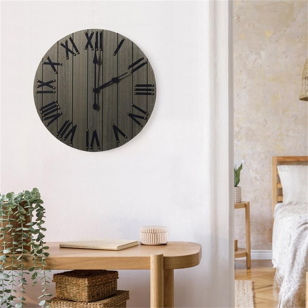 21" Handsome Rustic Farmhouse Wood Wall Clock - Elegant Designs