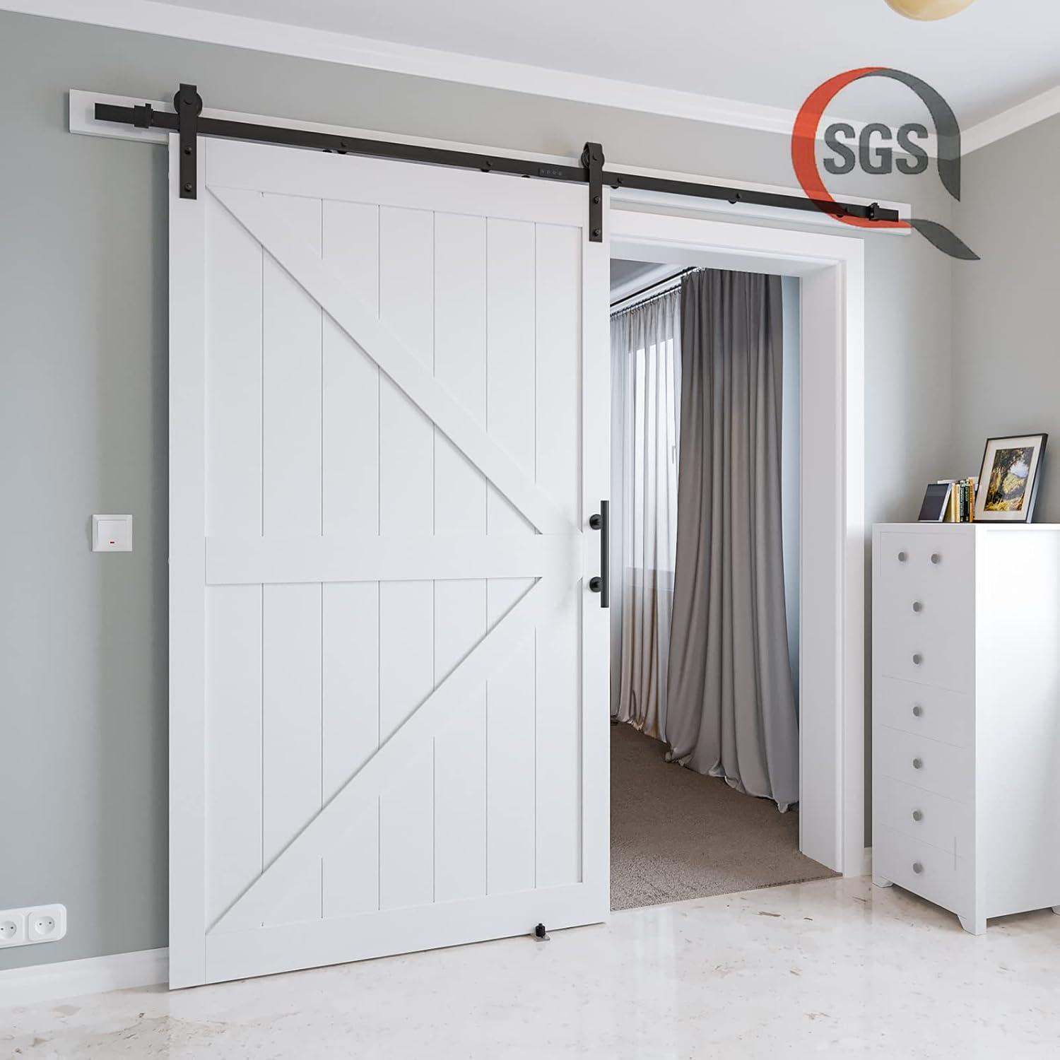 LDB_BUILDING Manufactured Paneled Wood Prefinished Barn Door with Installation Hardware Kit