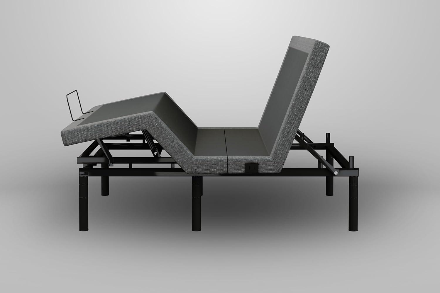 Gray Adjustable Queen Metal Frame Bed with Wireless Remote