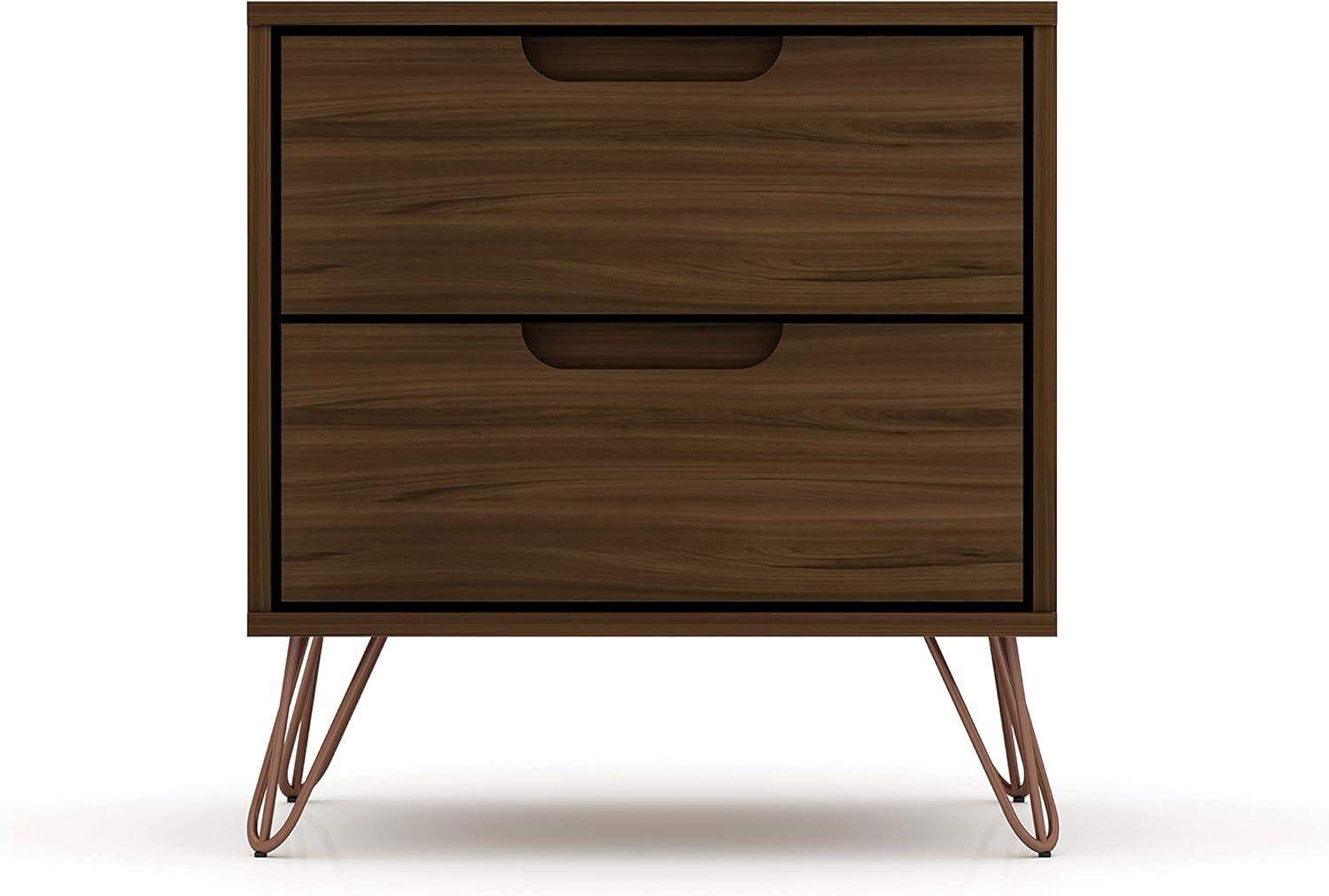 Set of 2 Rockefeller 2 Drawer Nightstands - Manhattan Comfort