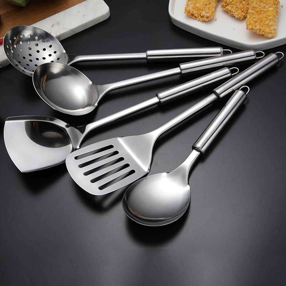 Zhouqiannn 5Pcs/set Stainless Steel Kitchen Cooking Tools Utensil Set Spatula Spoon Dinning Table Runner with 6 Placement Mats Mat Plate Place Mats for Dinner Table Dinner Place Mats Indoor Small