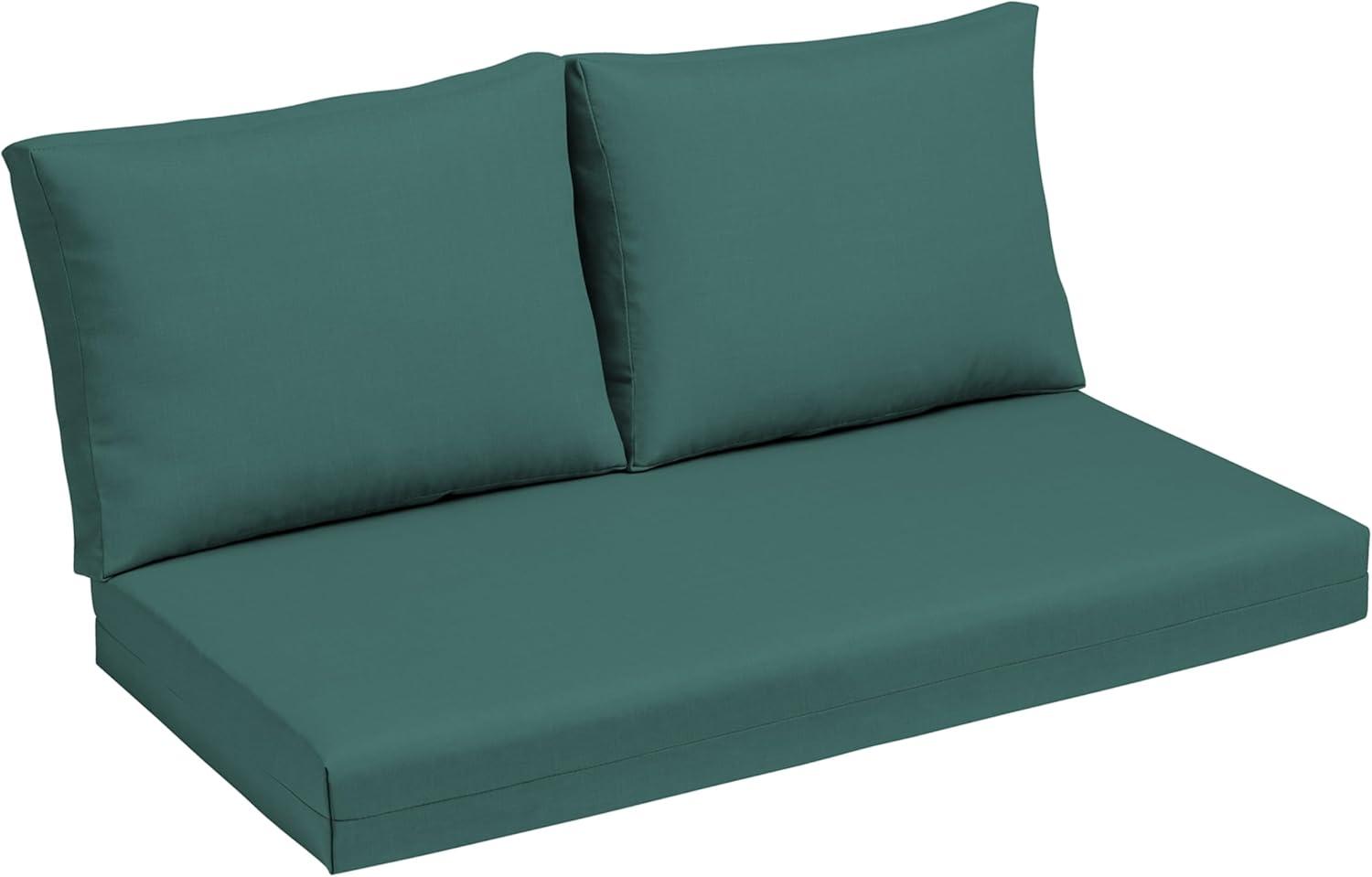 Peacock Blue Green Outdoor Loveseat Cushion Set