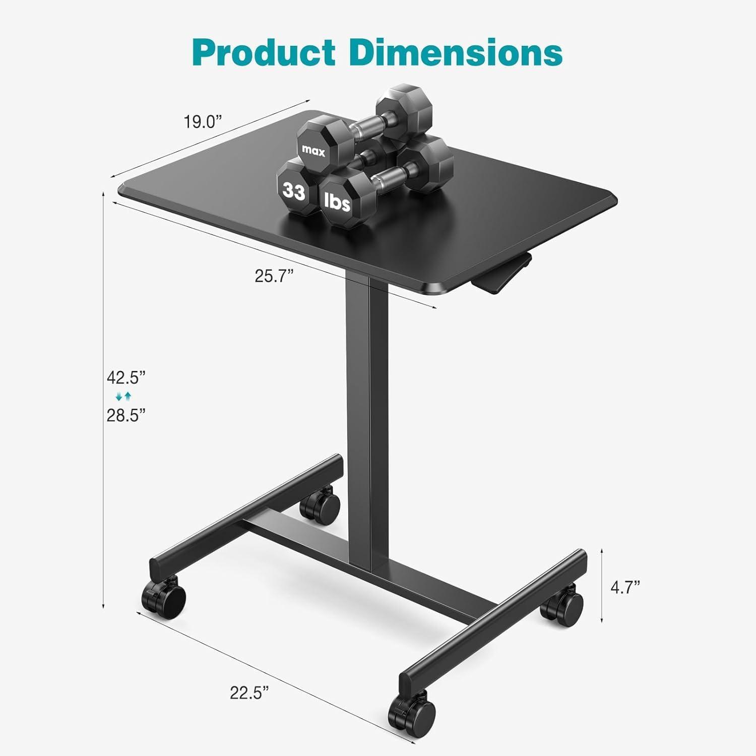 Black Adjustable Height Standing Laptop Desk with Drawer