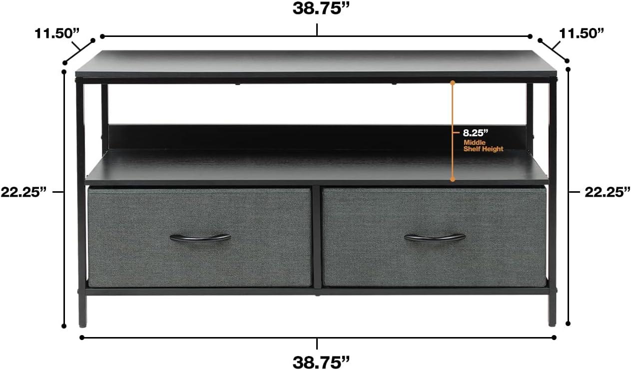 Sorbus 2 Drawer TV Stand Dresser with Wood Top (Black)