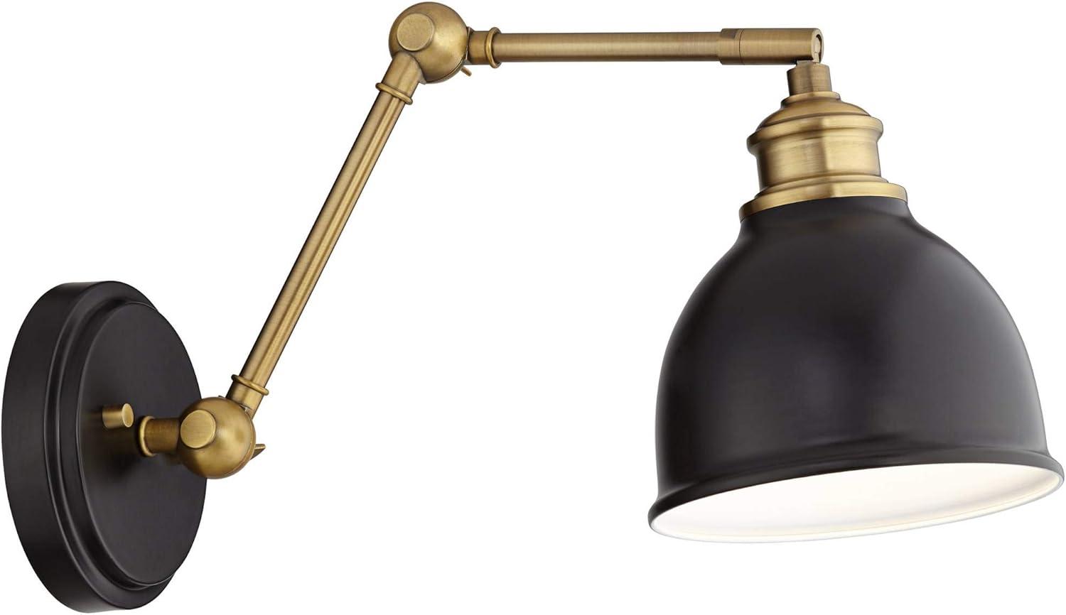 Black and Brass Adjustable Swing Arm Wall Lamp