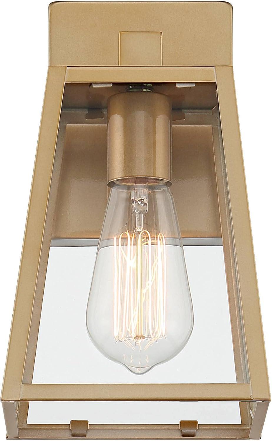 John Timberland Arrington 10 3/4" High Farmhouse Rustic Outdoor Wall Light Fixture Mount Porch House Edison Bulb Soft Gold Finish Metal Glass Shade