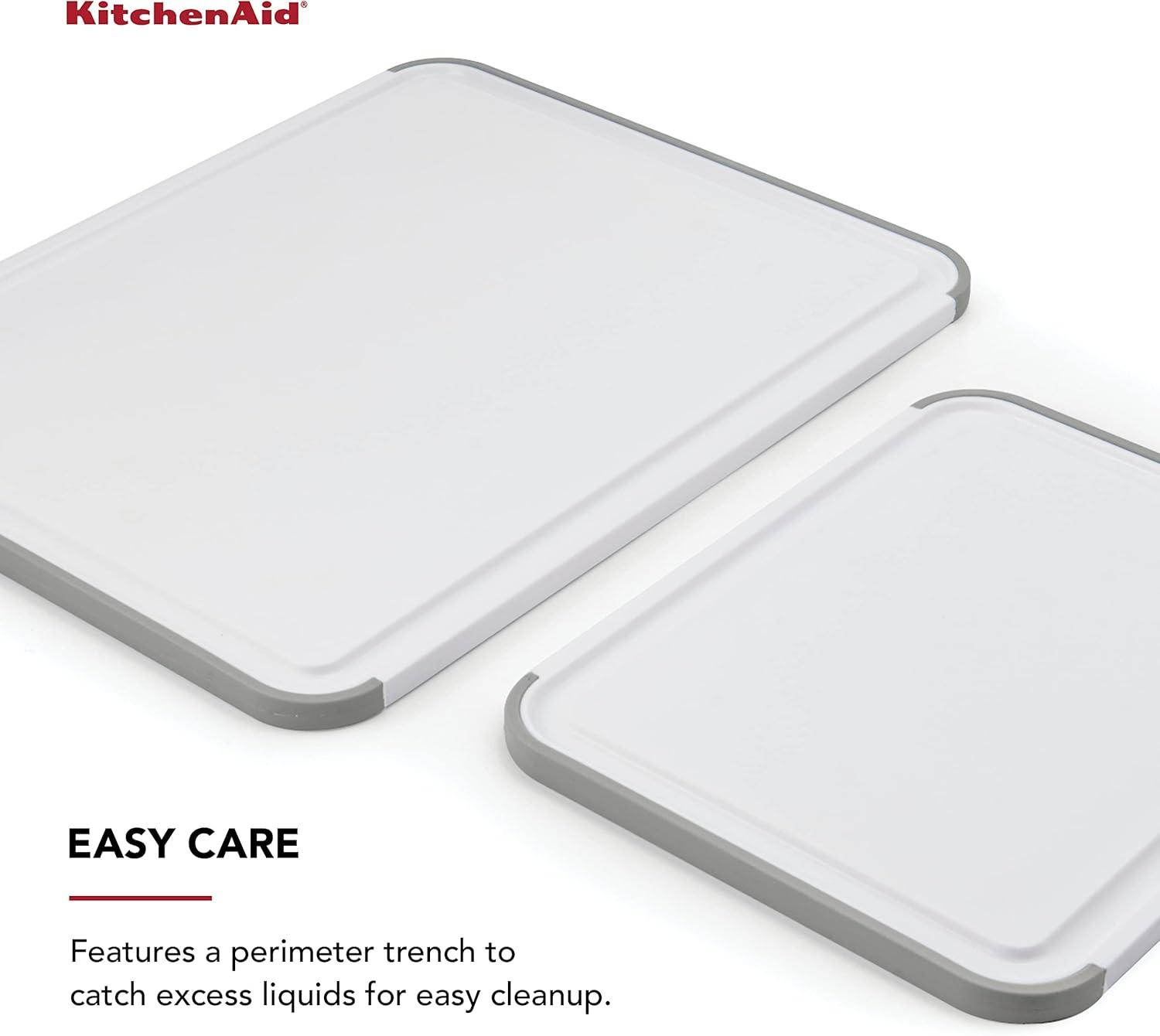 White Rectangular Nonslip Plastic Cutting Board Set