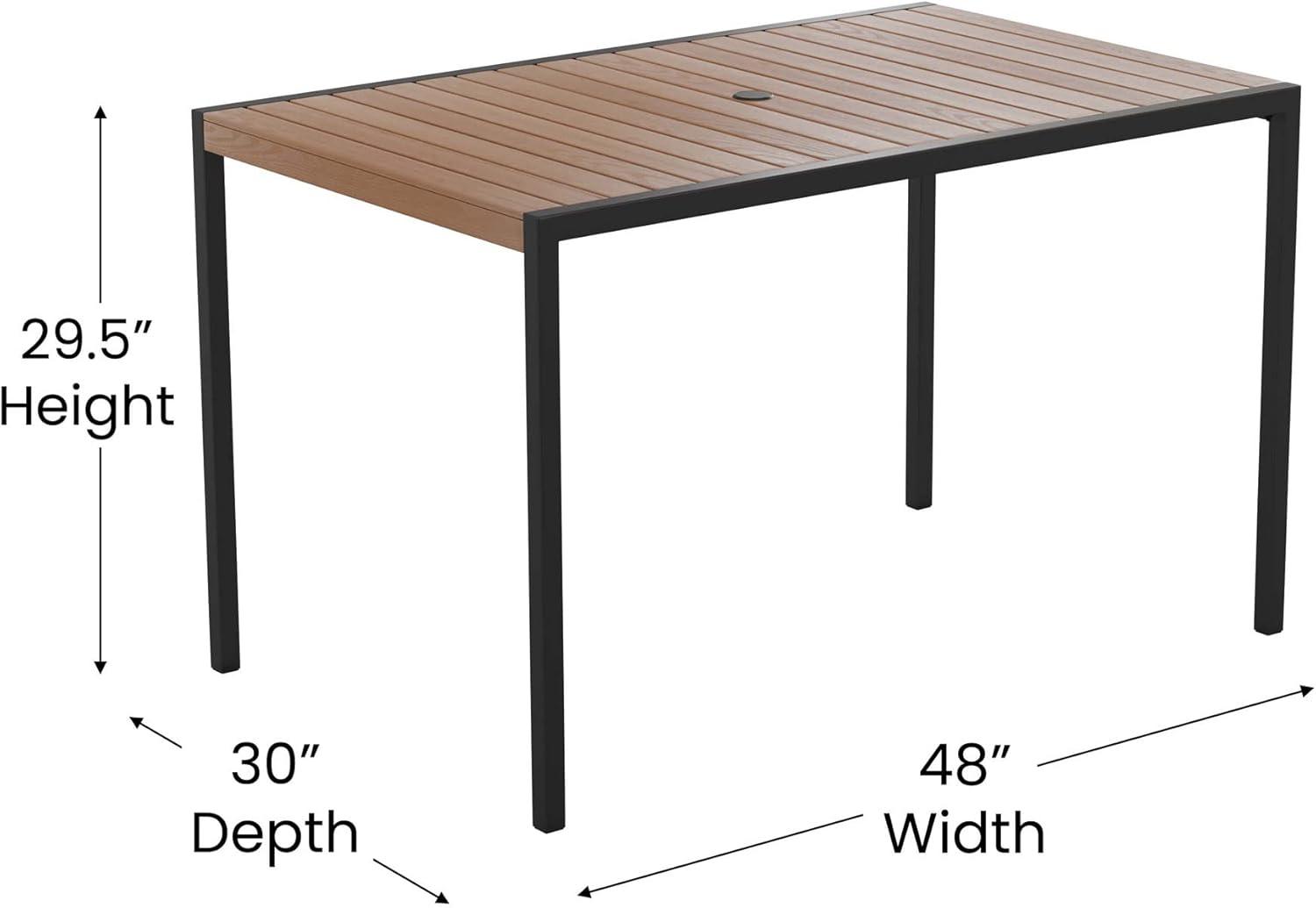 Flash Furniture Lark Series Steel Teak Tables, Teak