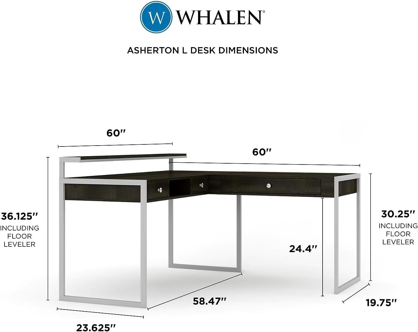 Whalen Asherton 60" L-Shaped Desk Fawn Aged Oak (SPUS-ASHD) 2736559