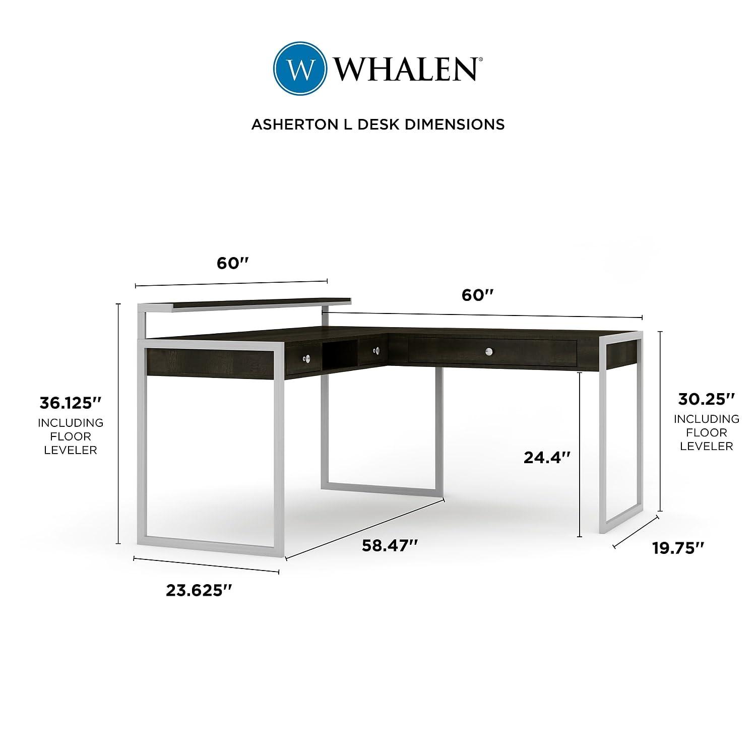Whalen Asherton 60" L-Shaped Desk Fawn Aged Oak (SPUS-ASHD) 2736559