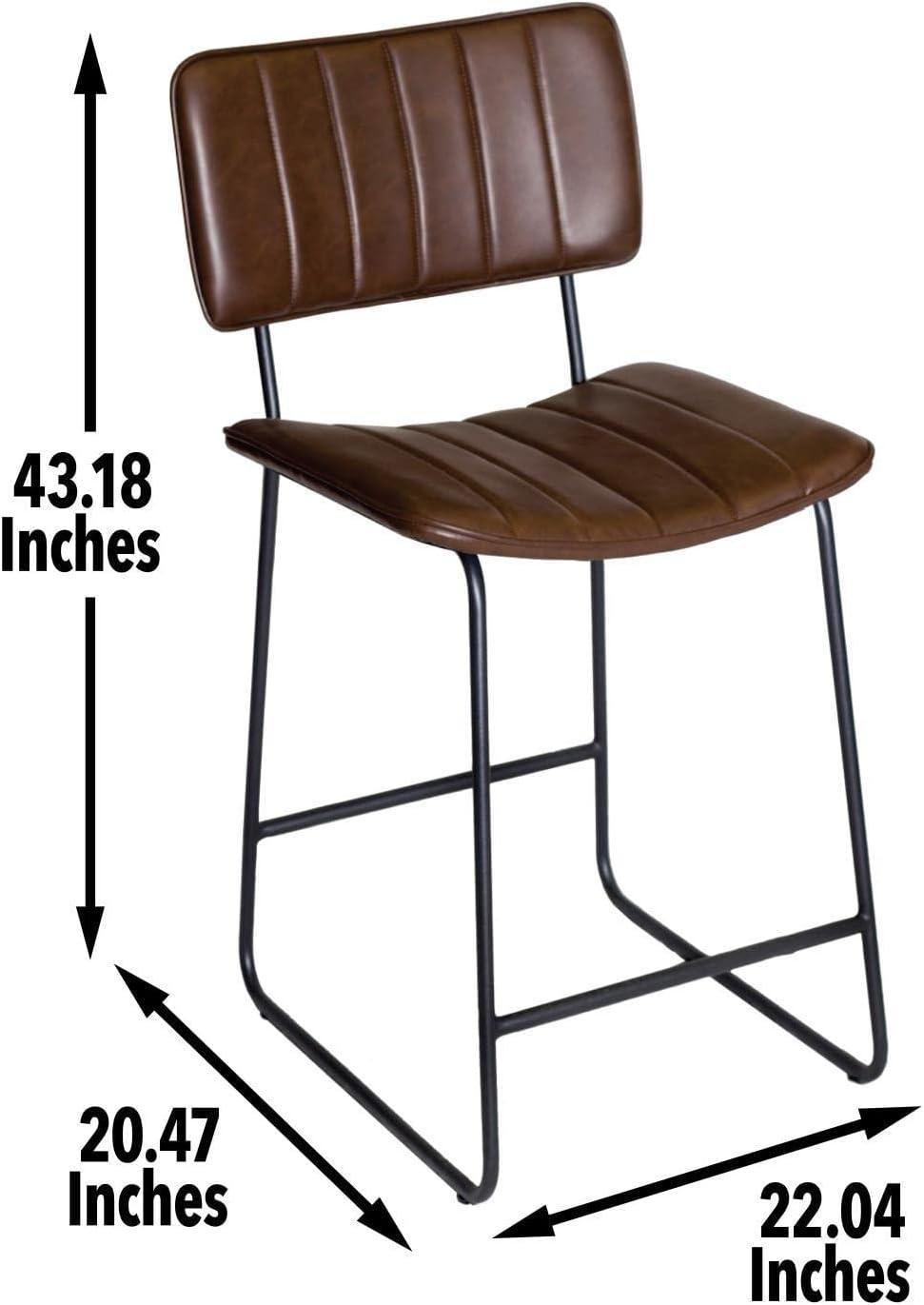 Tribeca Mid-Century Modern Brown Faux Leather 43" Bar Stool