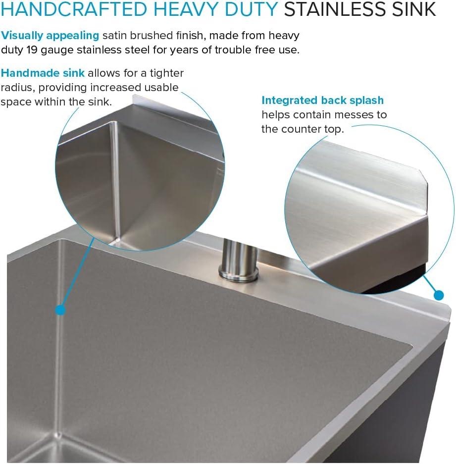 22'' L x 22'' W Free Standing Laundry Sink with Faucet