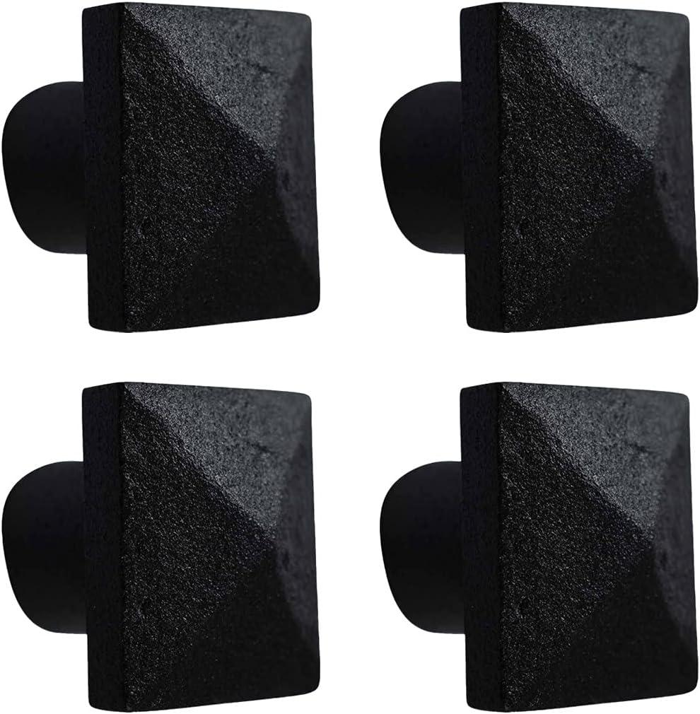 The Renovators Supply Inc. Iron Cabinet Hardware Knob Pull Square Black 1 1/4" Renovators Supply (Set of 4)