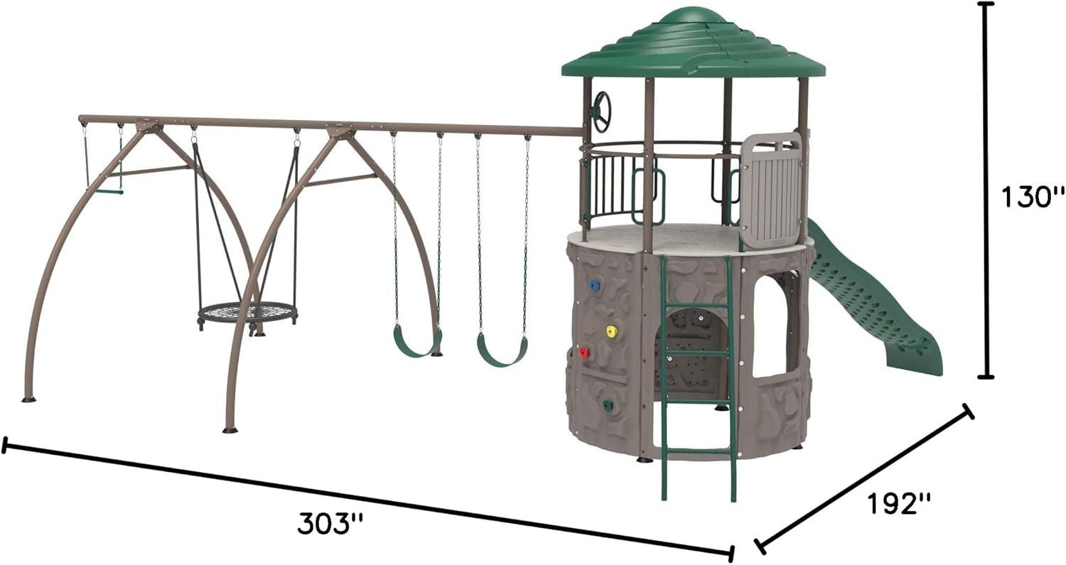 Lifetime Adventure Tower Swing Set with Slide and Climbing Wall