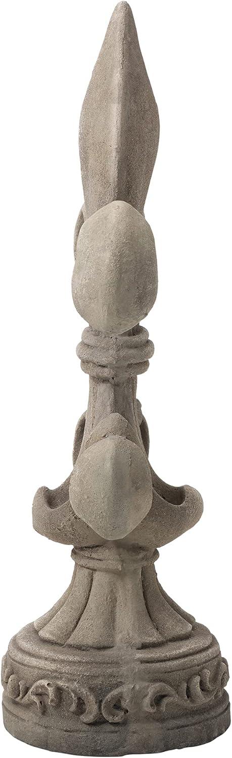 Concrete Grey 27.25" Textured Fleur De Lis Garden Statue