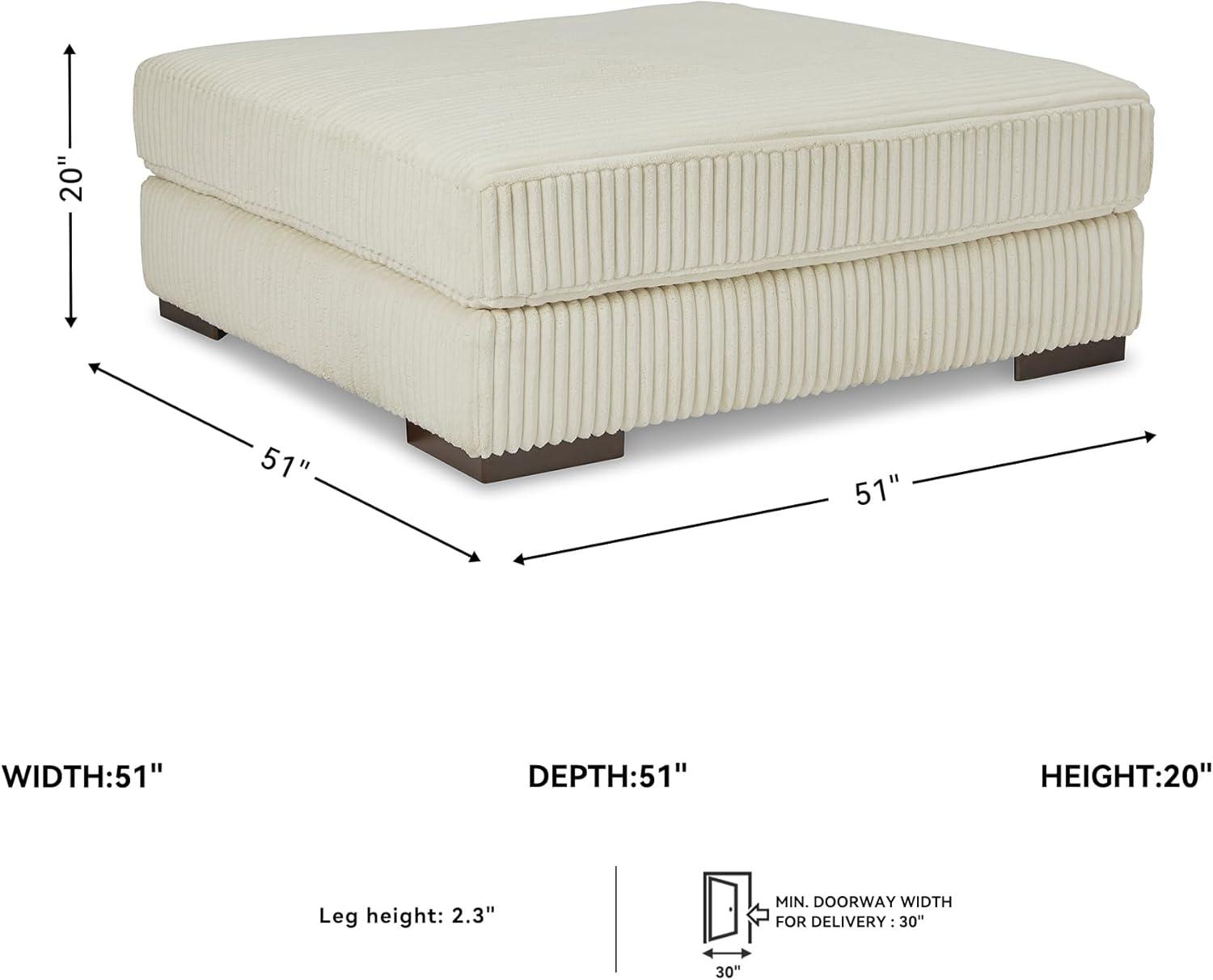 Lindyn Cream Polyester Upholstered Oversized Accent Ottoman