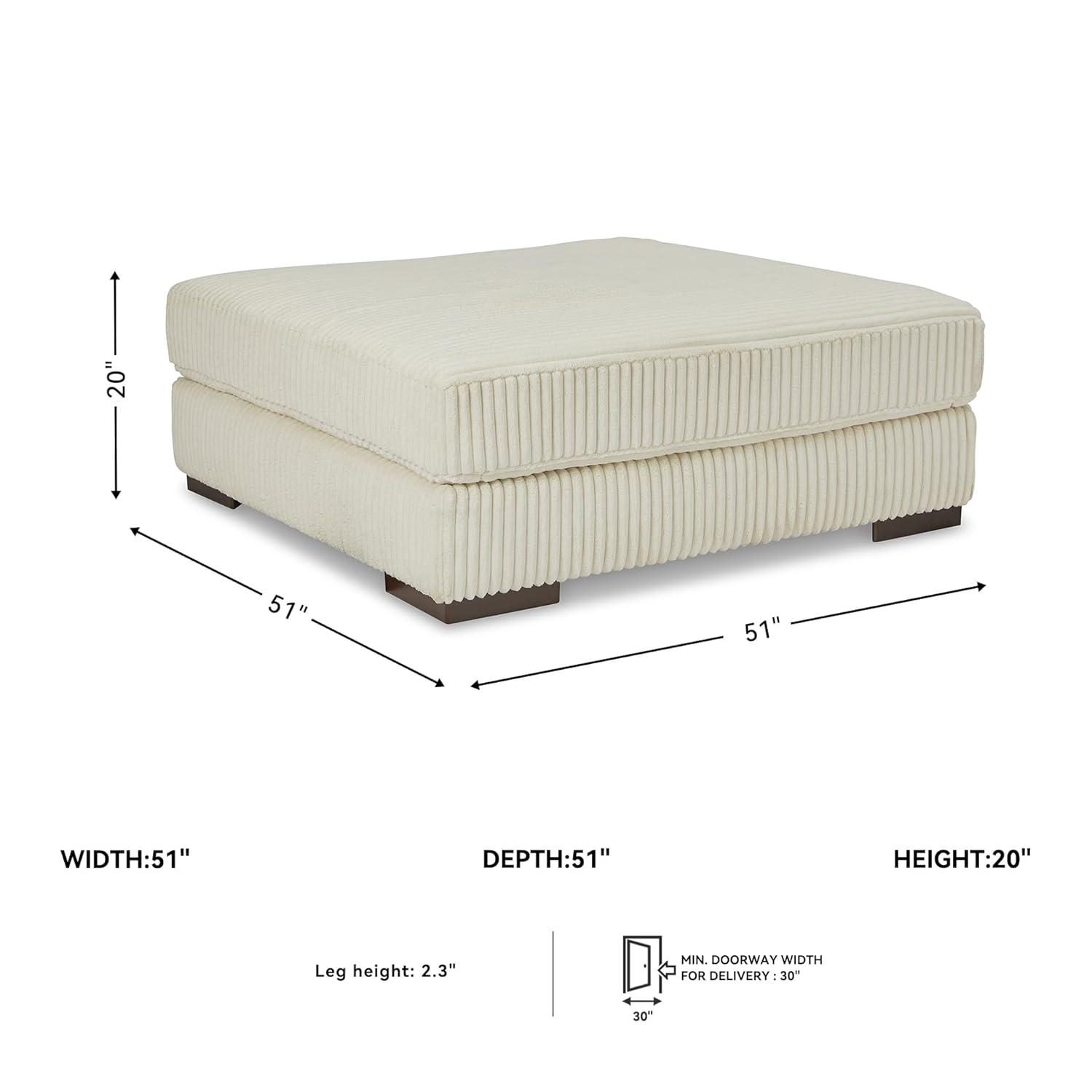 Lindyn Cream Polyester Upholstered Oversized Accent Ottoman