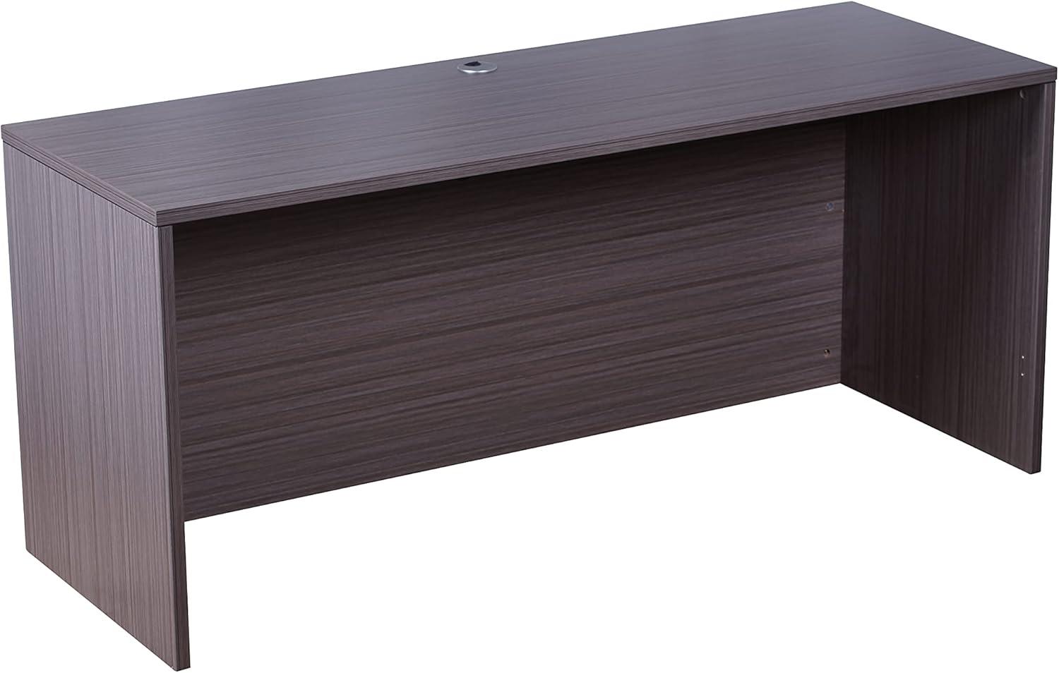 Boss Office Products Holland Series Executive U-Shaped Desk With File Storage Pedestal And Hutch, Driftwood
