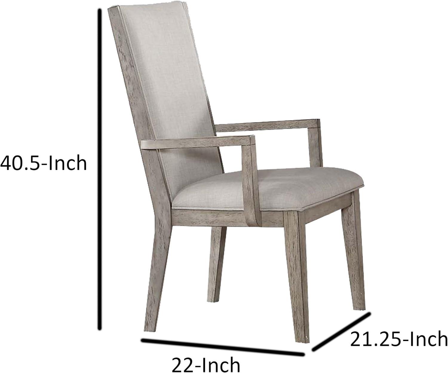 Set Of 2 Fabric Arm Chair, Gray Oak Fabric Upholstered Armchair