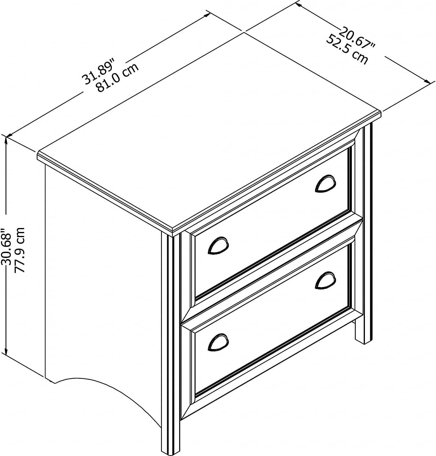 Antique White 2-Drawer Lateral File Cabinet with Tea Maple Top