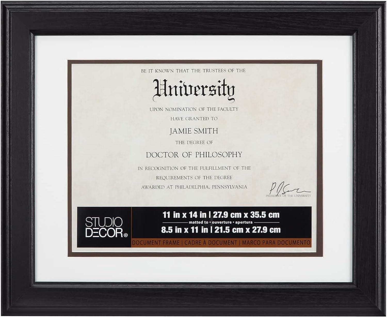 Classic Black and White Rectangular Wall Document Frame