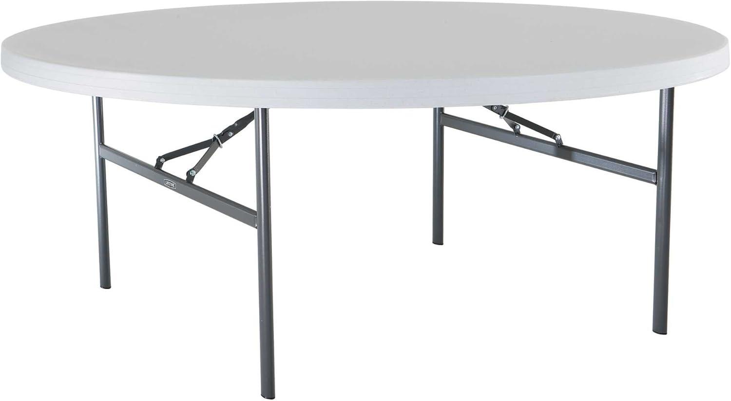 Lifetime 72 inch Round Table, Indoor/Outdoor Commercial Grade, White Granite (22673)