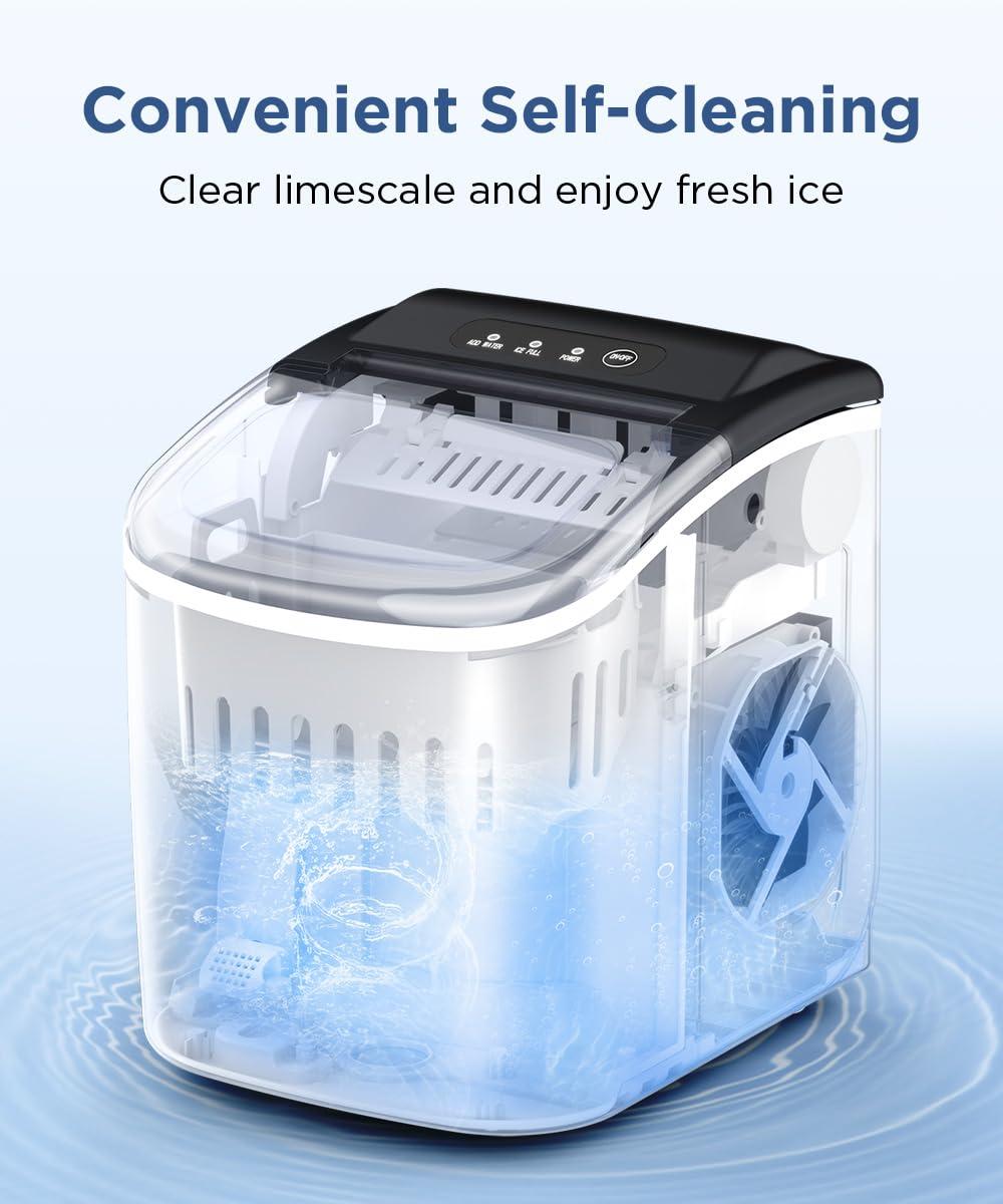 Stainless Steel Portable Countertop Ice Maker with Self-Cleaning