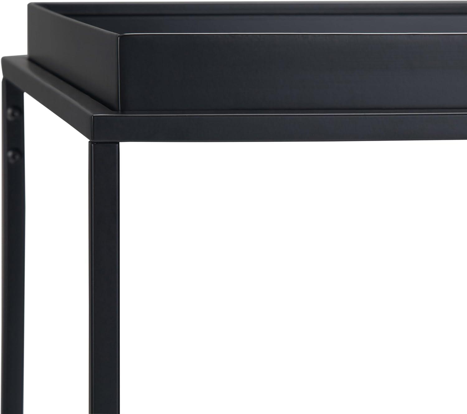 Garner Black Metal Tray Top Console Table with Storage