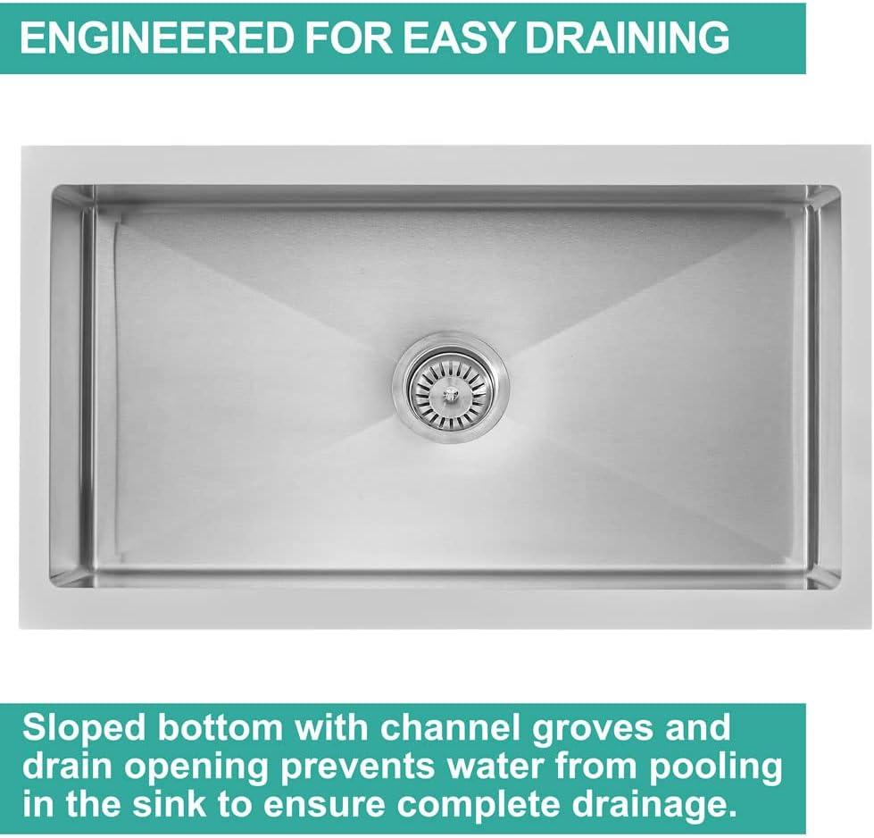 Westbrass Single Bowl Solid Surface/Stainless Steel Farmhouse Kitchen Sink