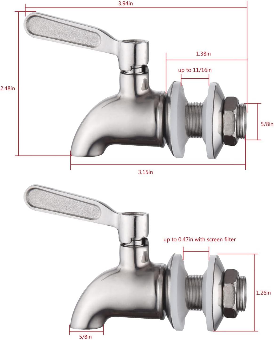 Polished Stainless Steel Beverage Dispenser Replacement Spigot Set