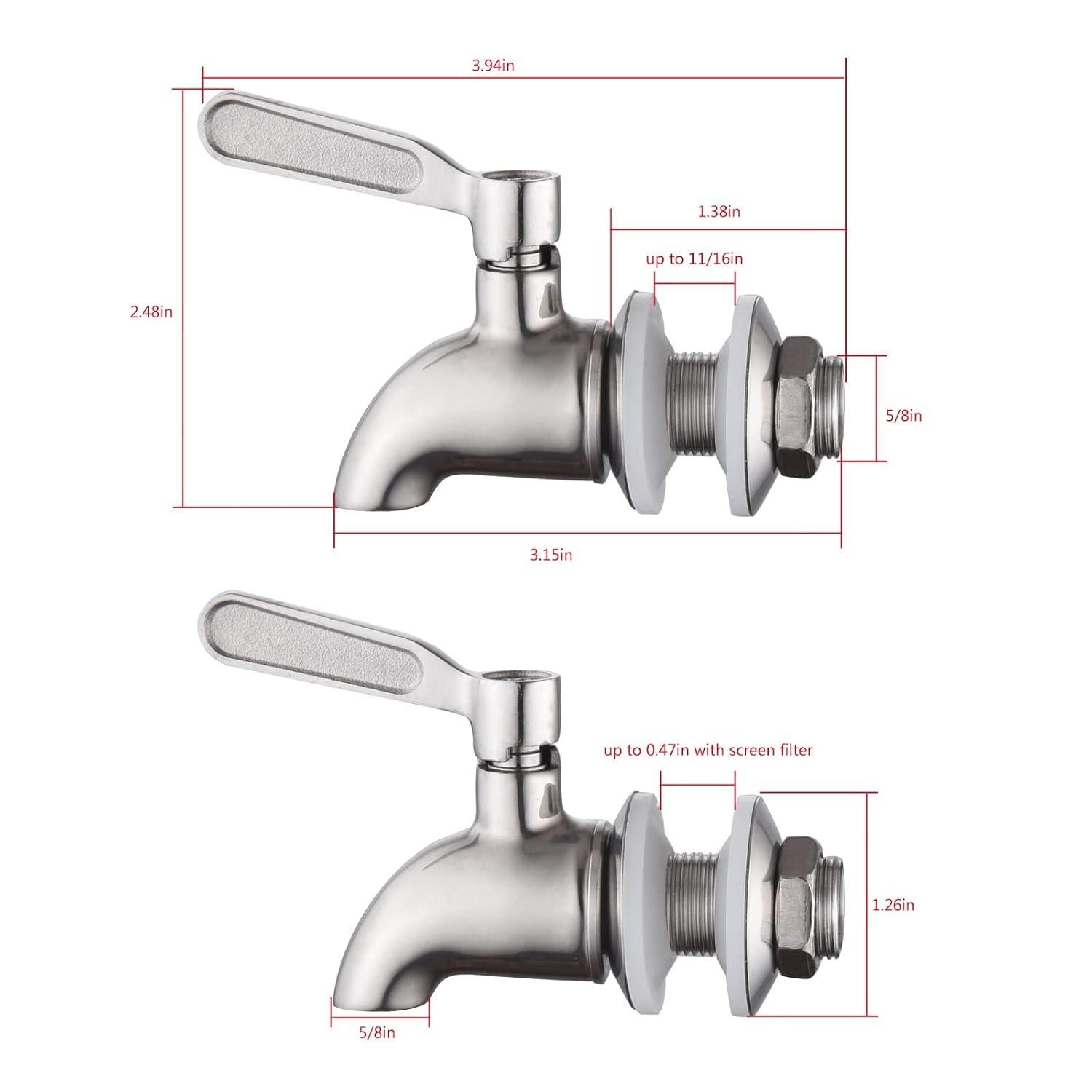 Polished Stainless Steel Beverage Dispenser Replacement Spigot Set