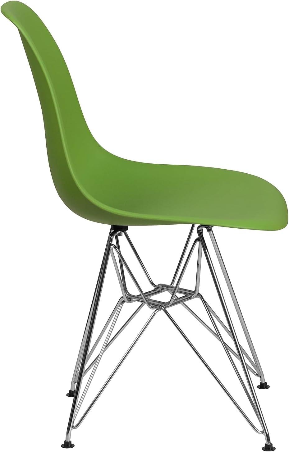 Flash Furniture Elon Series Moss Gray Plastic Chair with Chrome Base