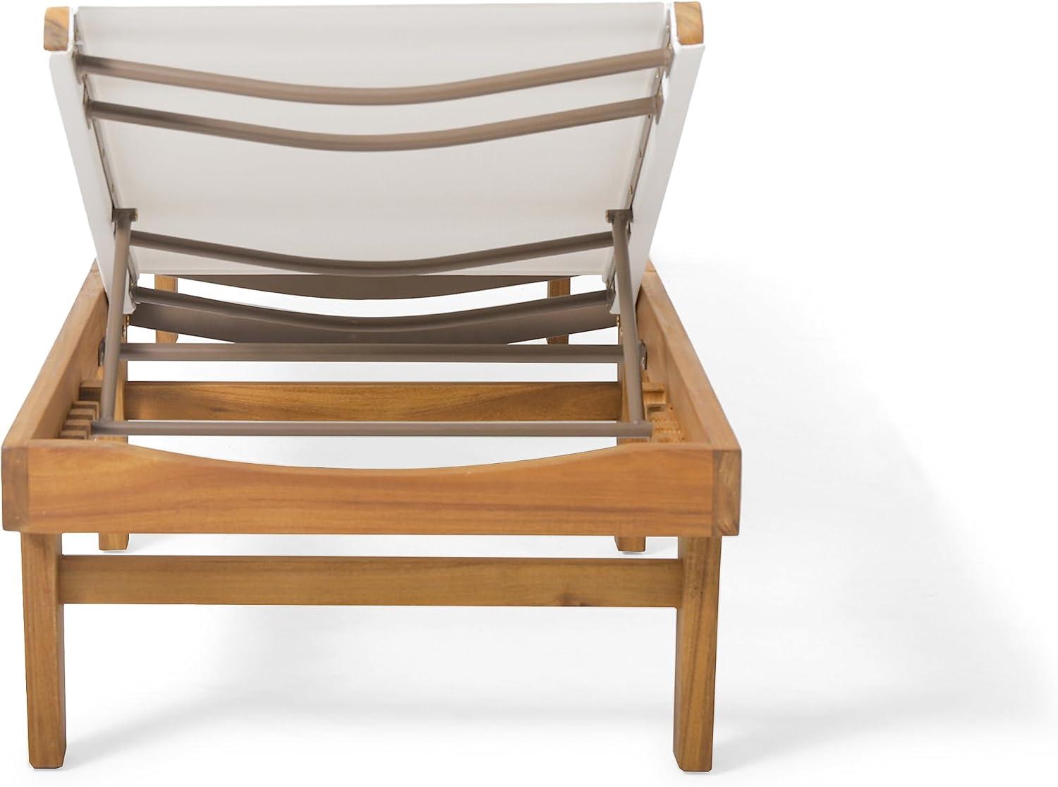 Summerland Acacia Wood Chaise Lounge -Teak/White - Christopher Knight Home: Weather-Resistant Patio Furniture