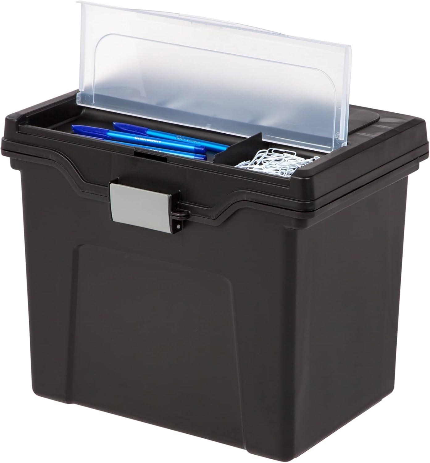 Office Depot Large Mobile File Box, Letter Size, 11 5/8in.H x 13 3/8in.W x 10in.D, Black/Silver, 110987