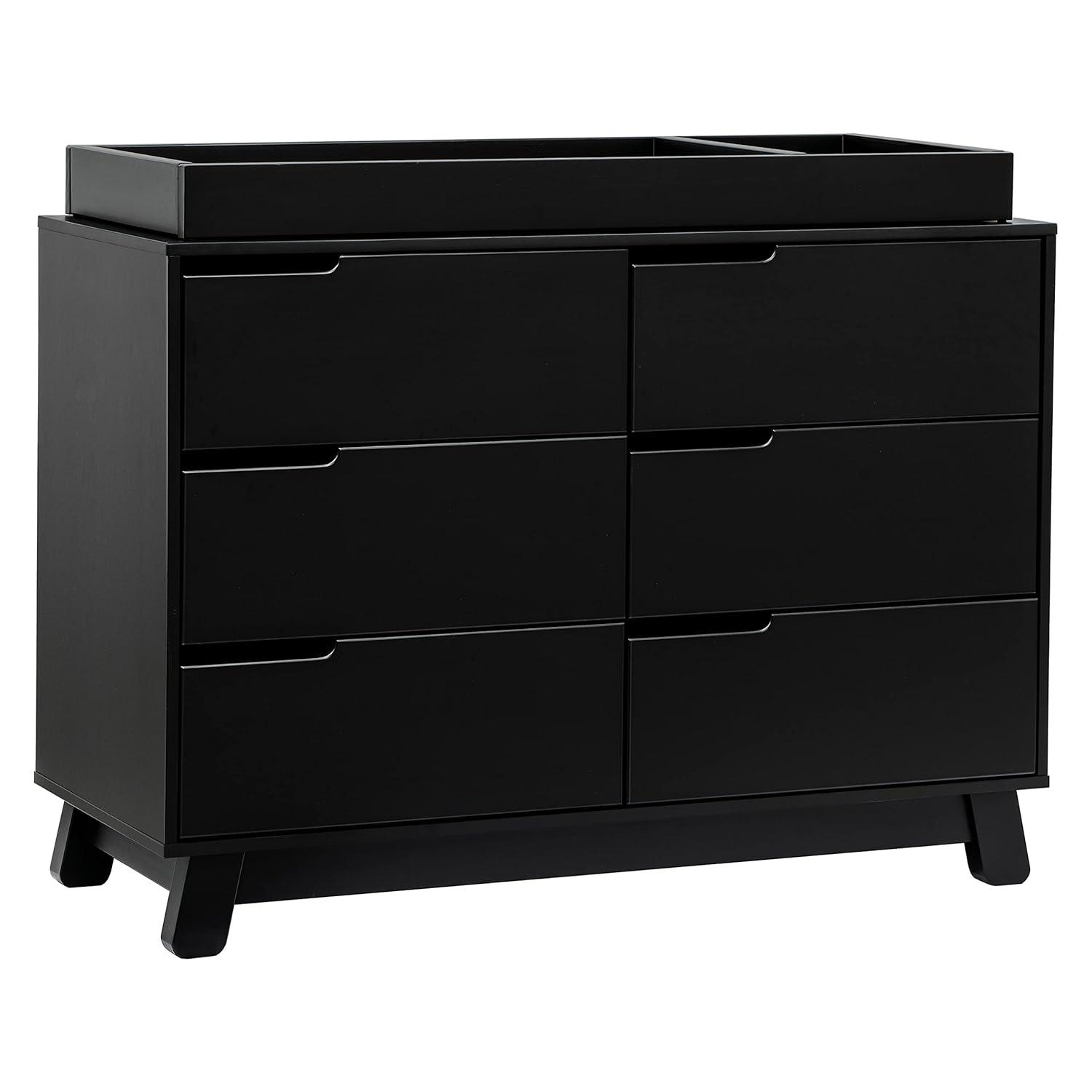 Hudson Mid-Century Modern Black 6-Drawer Double Dresser