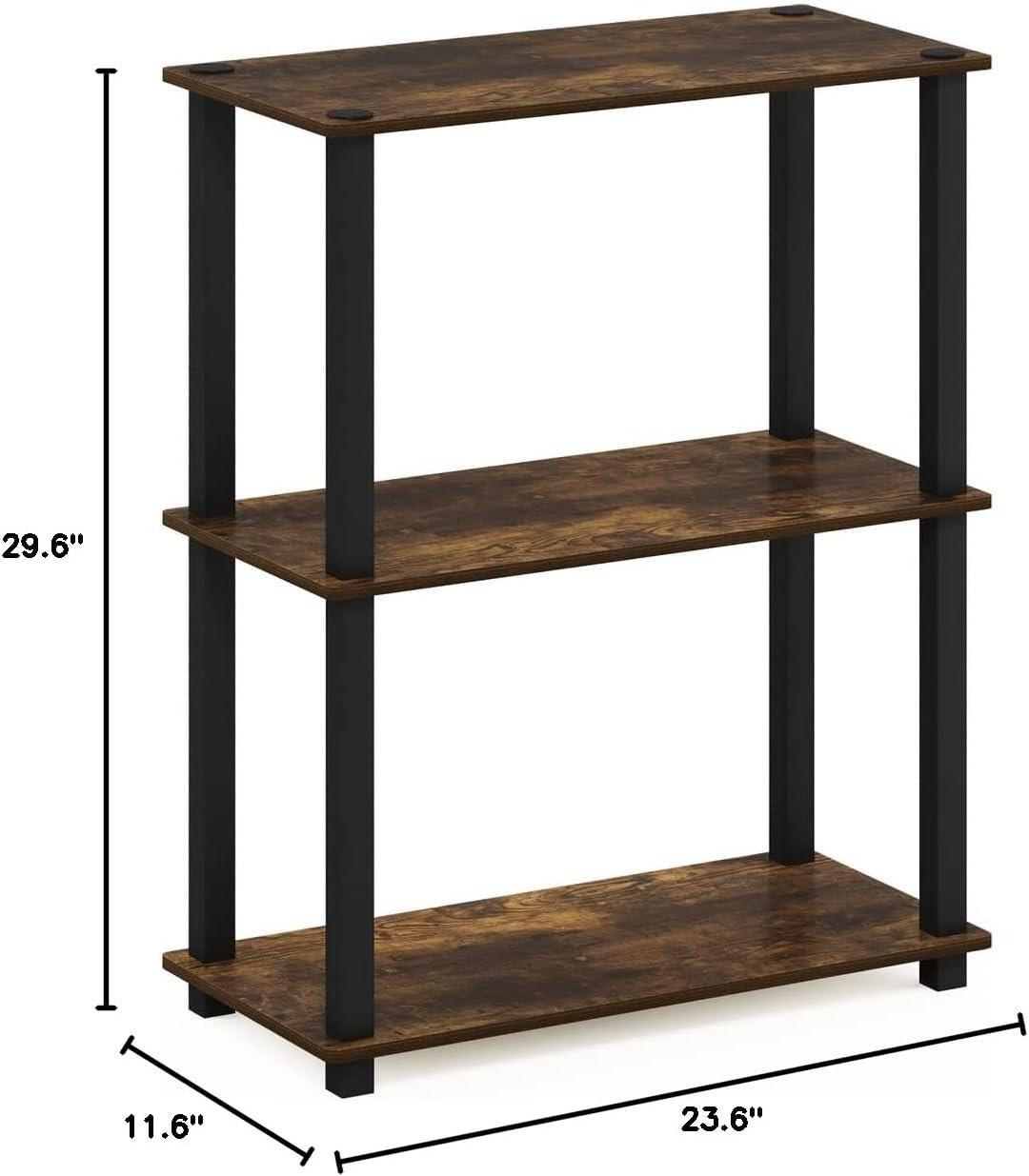 Furinno Multipurpose 23.6"W x 11.6"D x 29.6"H 3-Shelf Freestanding Shelves, Amber Pine and Black