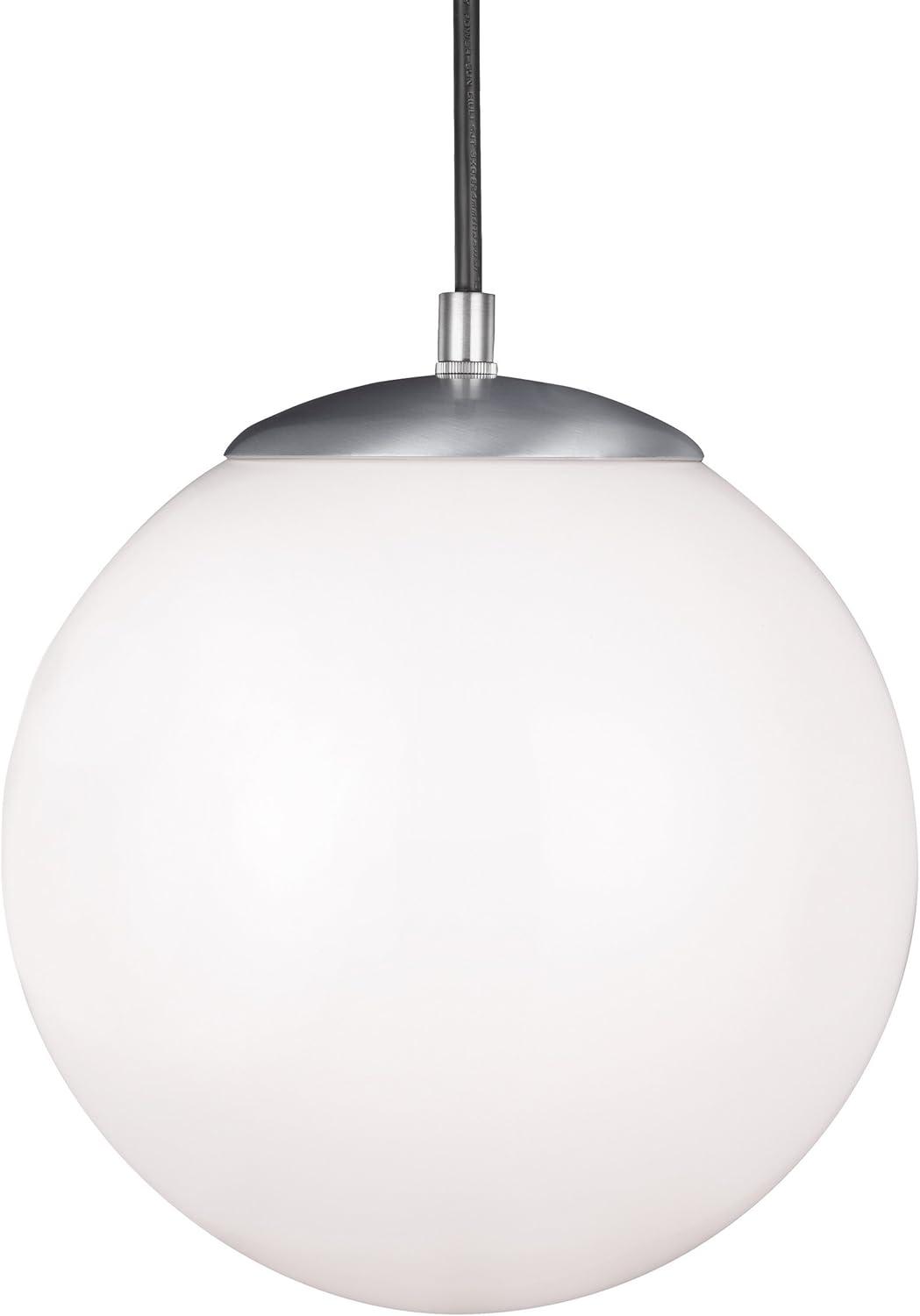 Leo Satin Aluminum Hanging Globe Pendant Light with Smooth White Glass Diffuser