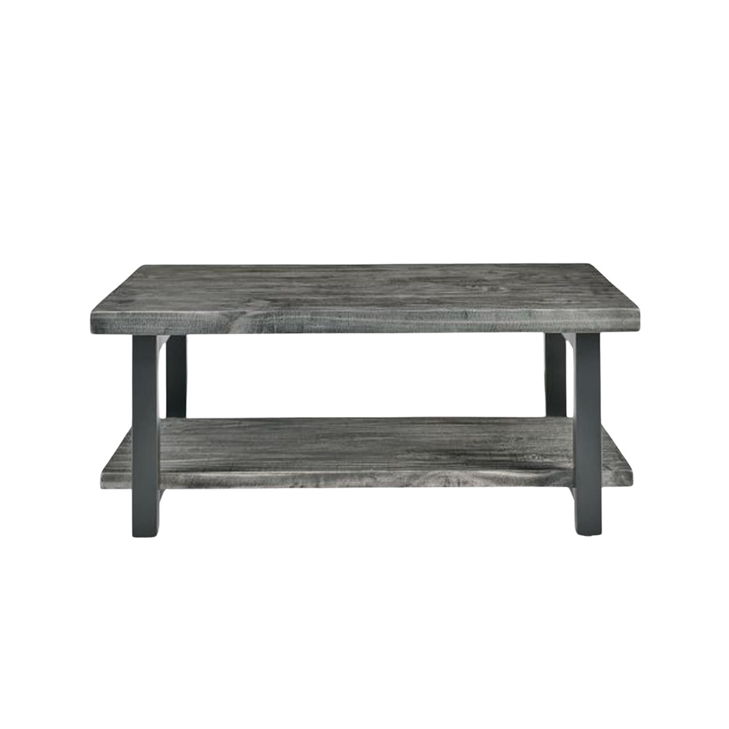 42" Pomona Metal and Reclaimed Wood Coffee Table Slate Gray - Alaterre Furniture
