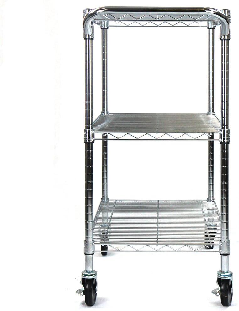 Oceanstar Chrome 3-Tier Adjustable Heavy-Duty Utility Cart