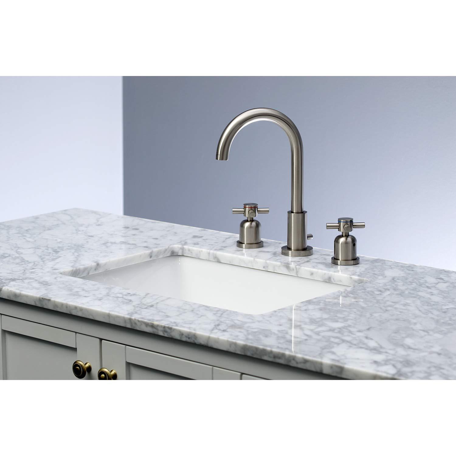 Kingston Brass Concord Two-Handle 3-Hole Deck Mount Widespread Bathroom Faucet with Brass Pop-Up Drain