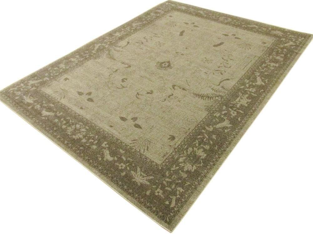 Elegant Floral Mirage Area Rug 9' x 12' in Brown and Beige