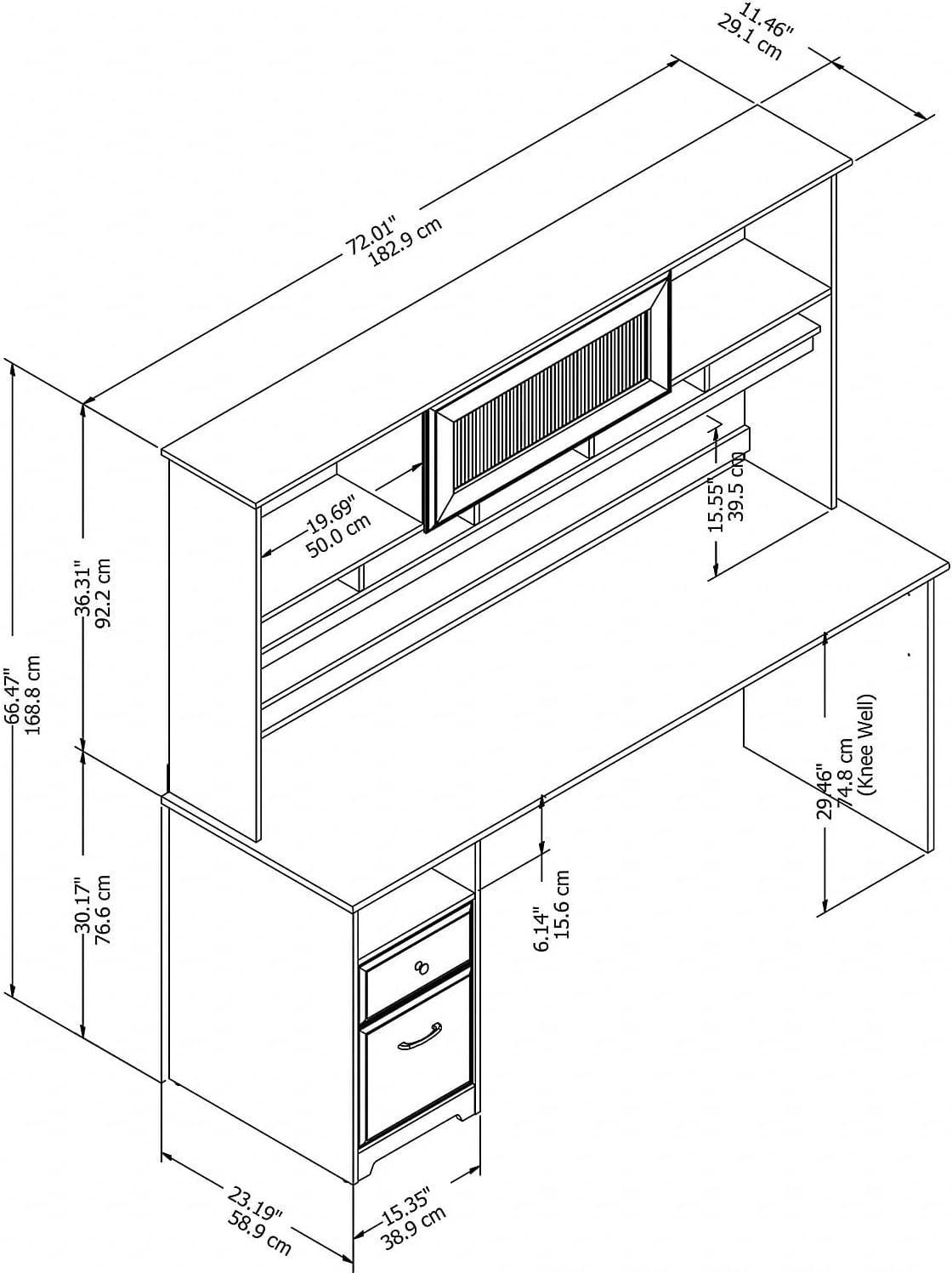 Bush Furniture Cabot 72" Computer Desk and Hutch, Harvest Cherry