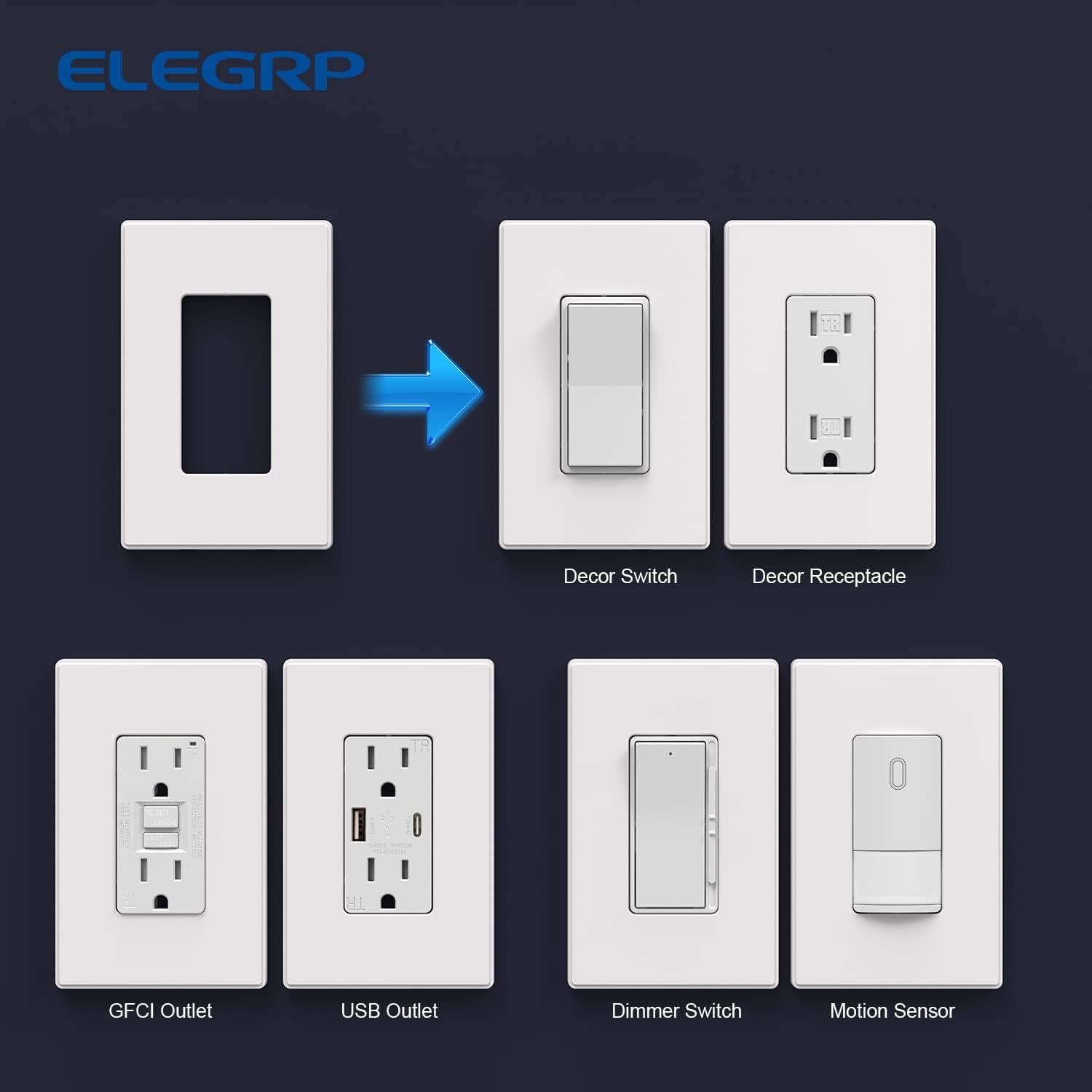 White 1-Gang Screwless Plastic Wall Plate Set